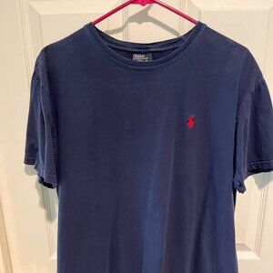 Polo by Ralph Lauren Tee Shirt Navy Blue Cotton with Red Pony, Size Medium